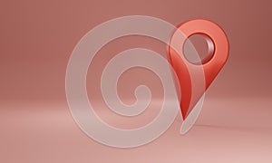 Red map pointer set Isolated on pink background. 3D rendering