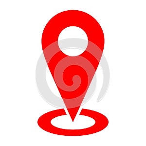 Red map pointer with a white background