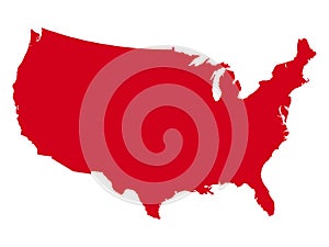 Red map of USA