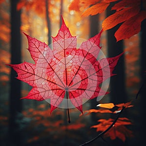 Red maple leaf in close up photography photo
