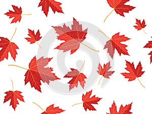 Red maple leaf vector seamless pattern for wallpaper, background, cover, greeting card, fabric textile