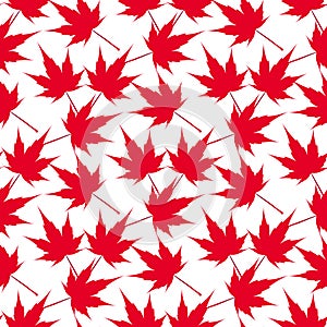 Red maple leaves. Seamless pattern. Canada. Japanese symbolism. illustration