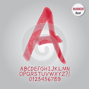 Red Marker Alphabet and Digit Vector