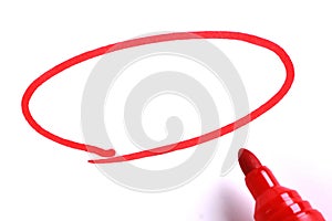 Red Marker with Blank Drawing Circle photo