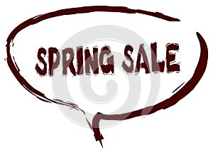 Red marker sketched speech bubble with SPRING SALE message.