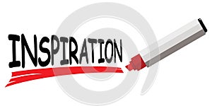 Red marker underlining word inspiration
