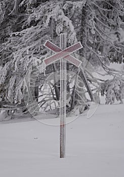 Red X marking ski trails in Sweden