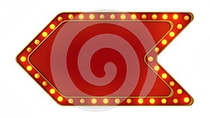 Red marquee light board sign retro on white background