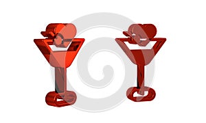 Red Martini glass icon isolated on transparent background. Cocktail icon. Wine glass icon.