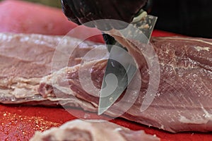 Red meat, chopping, cutting, and filleting premium, fresh, Italian and European Gourmet butchers.
