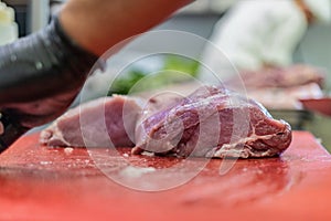 Red meat, chopping, cutting, and filleting premium, fresh, Italian and European Gourmet butchers.