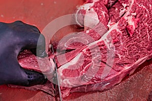 Red meat, chopping, cutting, and filleting premium, fresh, Italian and European Gourmet butchers.