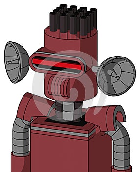 Red Mech With Cylinder Head And Speakers Mouth And Visor Eye And Pipe Hair