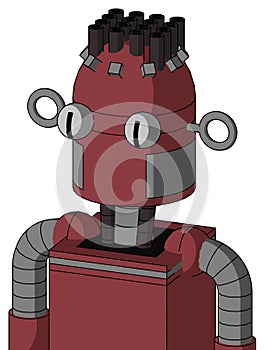 Red Mech With Dome Head And Two Eyes And Pipe Hair photo