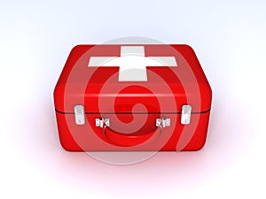 Red medical bag with a white cross