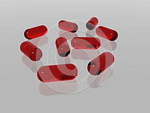 Red medical capsules photo