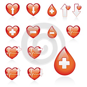 Red medical icon set