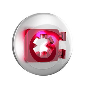 Red Medical symbol of the Emergency - Star of Life icon isolated on transparent background. Silver circle button.