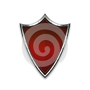 Red ancient shield on white background.