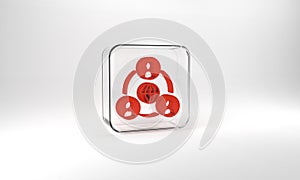 Red Meeting icon isolated on grey background. Business team meeting, discussion concept, analysis, content strategy