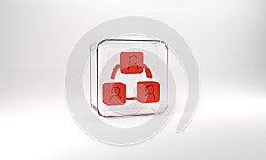 Red Meeting icon isolated on grey background. Business team meeting, discussion concept, analysis, content strategy