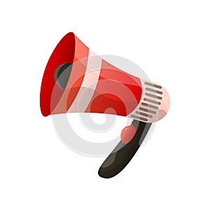 Red megaphone flat icon isolated on white background