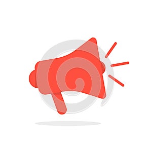 Red megaphone icon with shadow