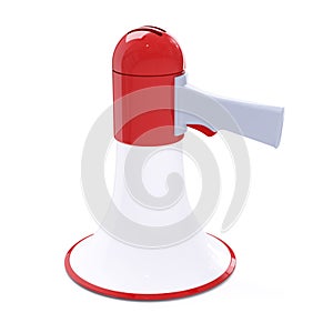 Red megaphone with red button