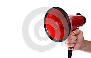 Red Megaphone on white background