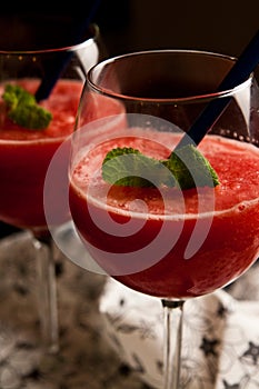 Red melon slushy drink