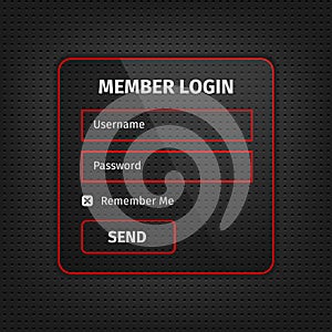 red member login ui on black background