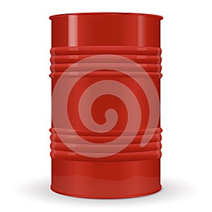 Red metal barrel without labels