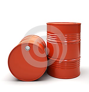 Red Metal barrels isolated