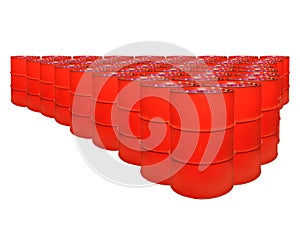 Red metal barrels isolated on a white