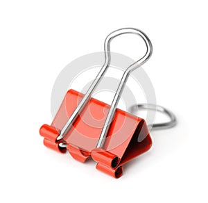 Red metal binder clip