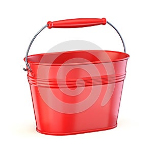 Red metal bucket 3D