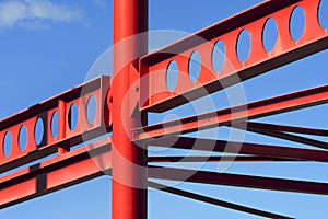 Red metal construction frame