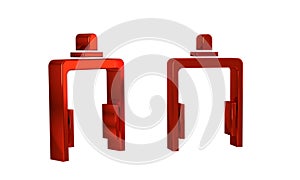 Red Metal detector in airport icon isolated on transparent background. Airport security guard on metal detector check