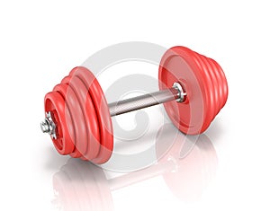 The red metal dumbbell