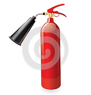 Red metal glossiness fire extinguisher