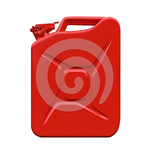 Red metal jerrycan isolated on a white background