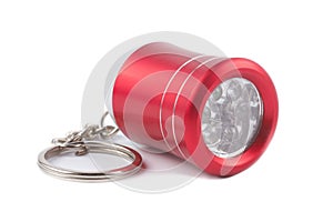 Red metal LED flashlight keychain