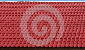 Red metal roof tiles, background, texture