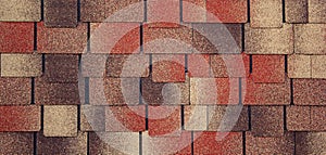 Red metal wall in the form of bricks.