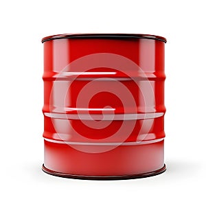 Red metallic barrel with empty space for logo sign or mock up isolated on white