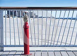 Red metallic fire hydrant