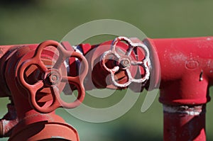 Red metallic fire hydrant