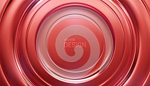 Red metallic radial background. Glossy circular shapes