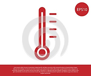 Red Meteorology thermometer measuring icon isolated on white background. Thermometer equipment showing hot or cold