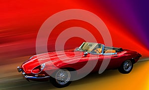 Red mid-century luxury retro sports car